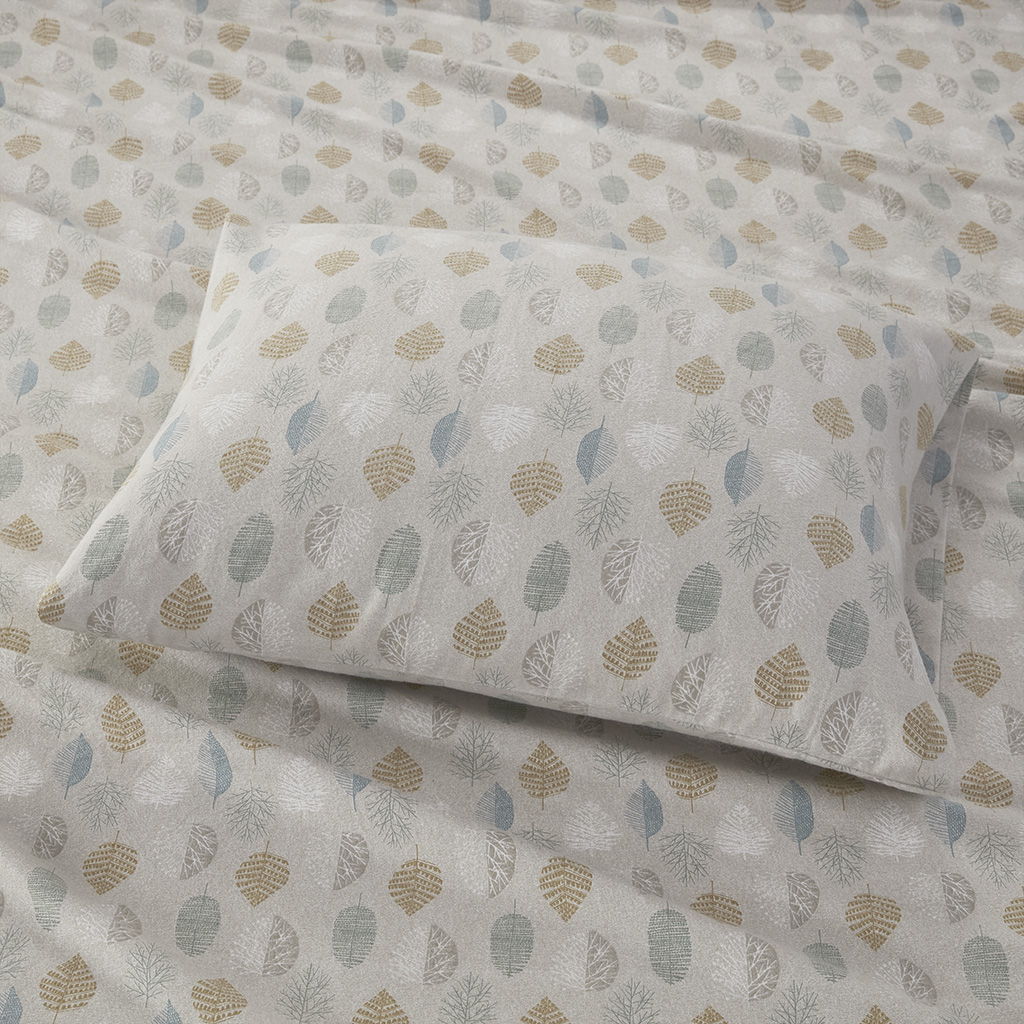 Cozy Flannel - Queen Printed Sheet Set - Multi Leaves