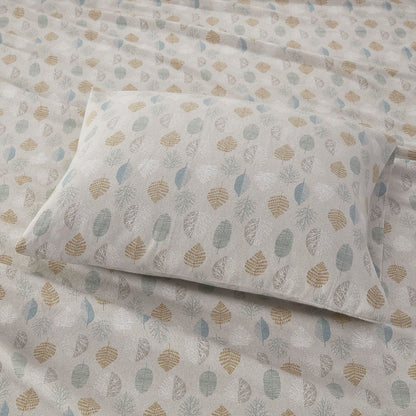 Cozy Flannel - Queen Printed Sheet Set - Multi Leaves