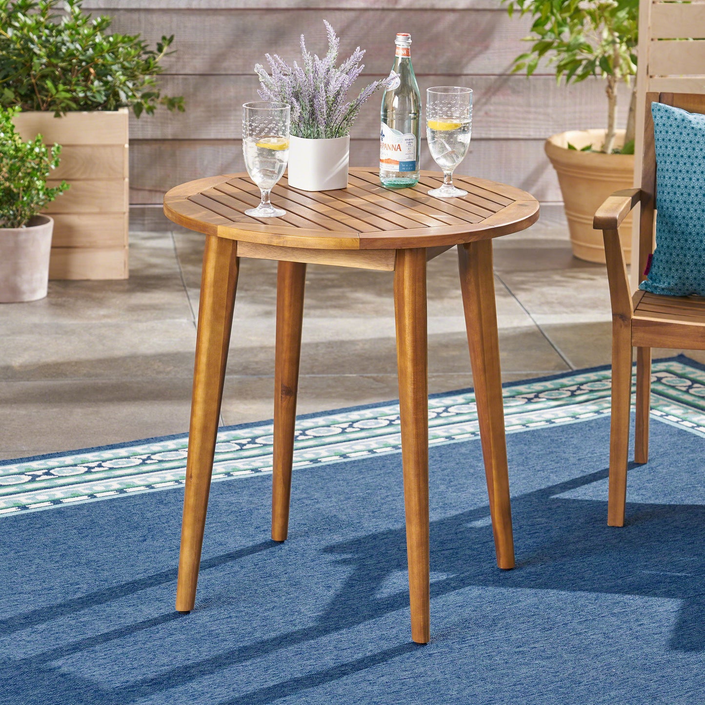 Stamford - Modern Outdoor Bistro Table With Water Resistant - Teak