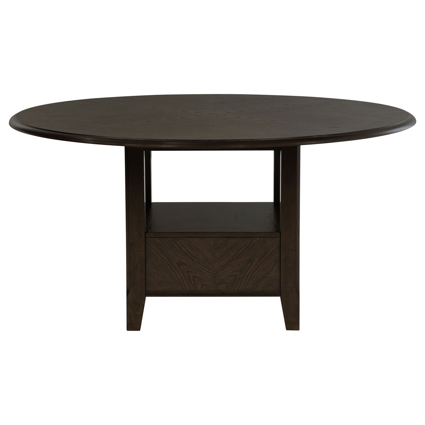 Fulton - Round Dining Table With Drawer - Dark Brown