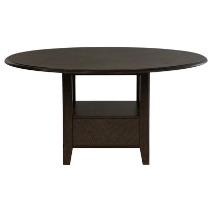 Fulton - Round Dining Table With Drawer - Dark Brown