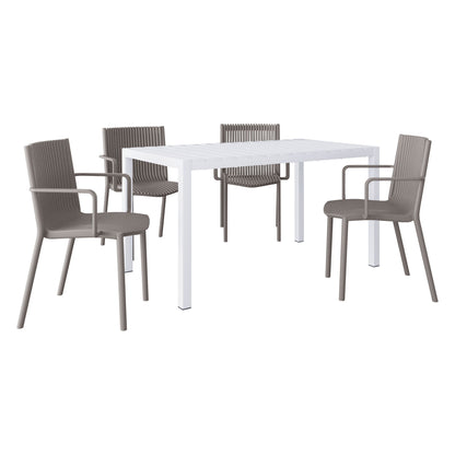 4 Modern Stackable Armchair Matched With Long Table