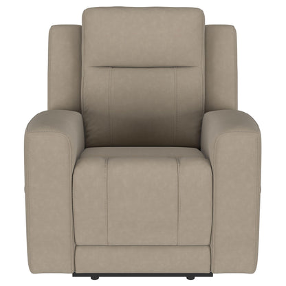 Slater - 3 Piece Upholstered Reclining Sofa Set And Built In Storage - Taupe